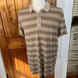 Gap summer wash khaki and green striped polo size XL